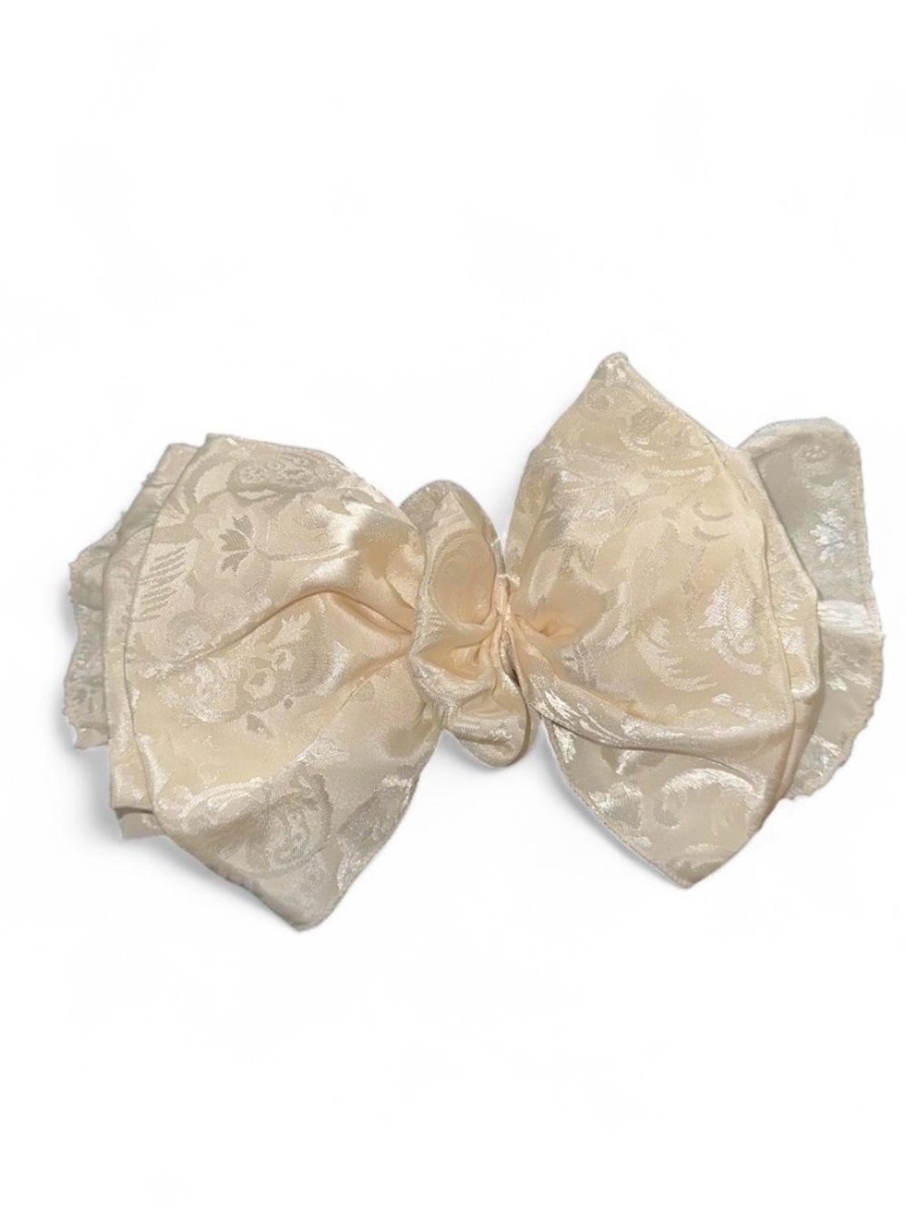 Elegant Cream Floral Satin Bow Hair Clip Oversized Cosplay Cheer